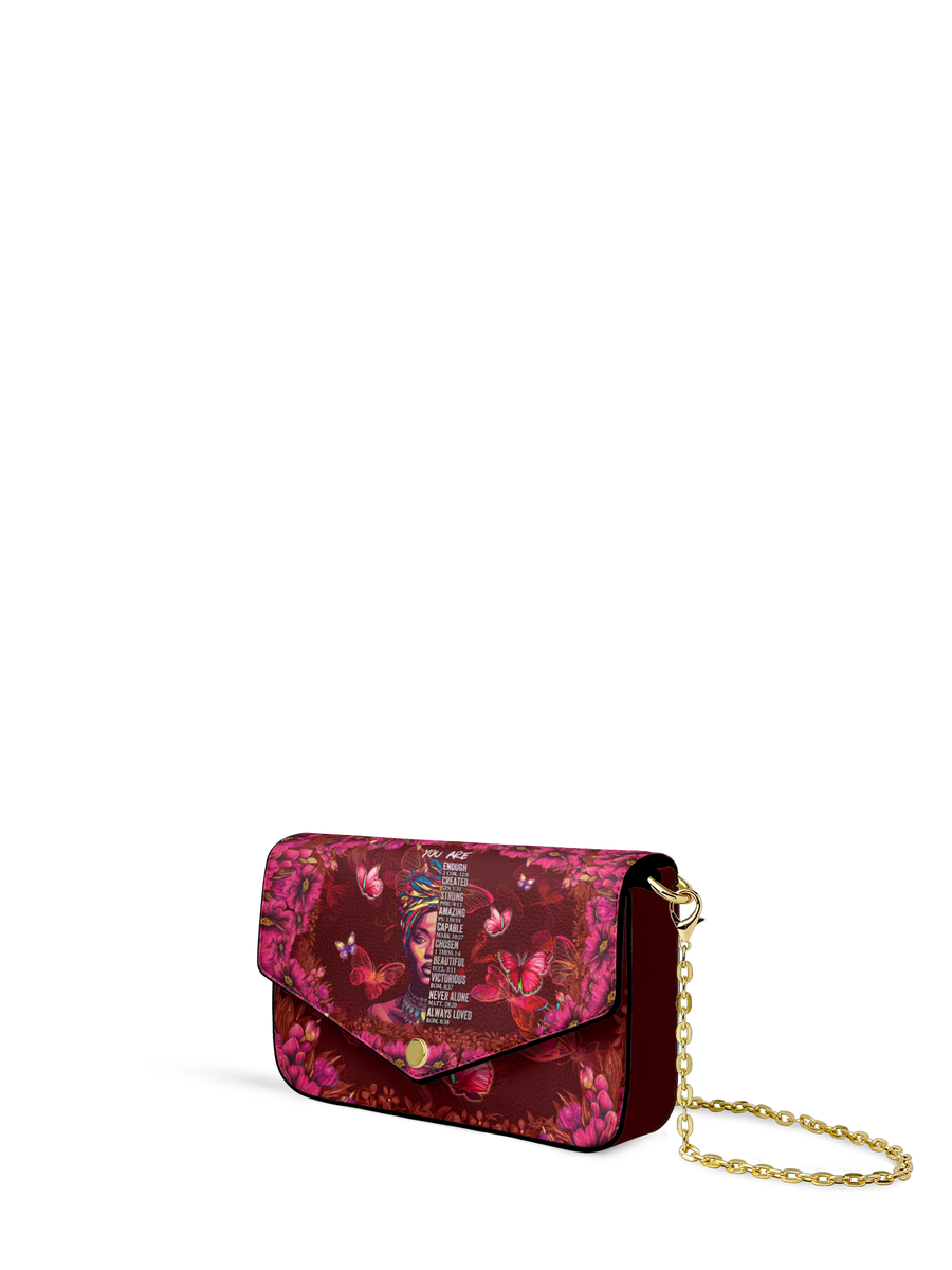 "Imani" Pomegranate Red Envelope Chain Crossbody Bag