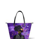 "Sanaa" Purple Crayon Leather Tote Bag Deal