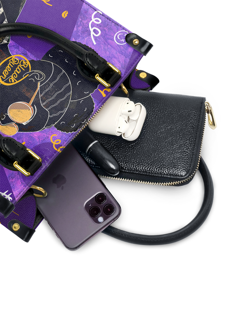 "Sanaa" Purple Crayon Small Leather Handbag