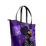 "Sanaa" Purple Crayon Leather Tote Bag