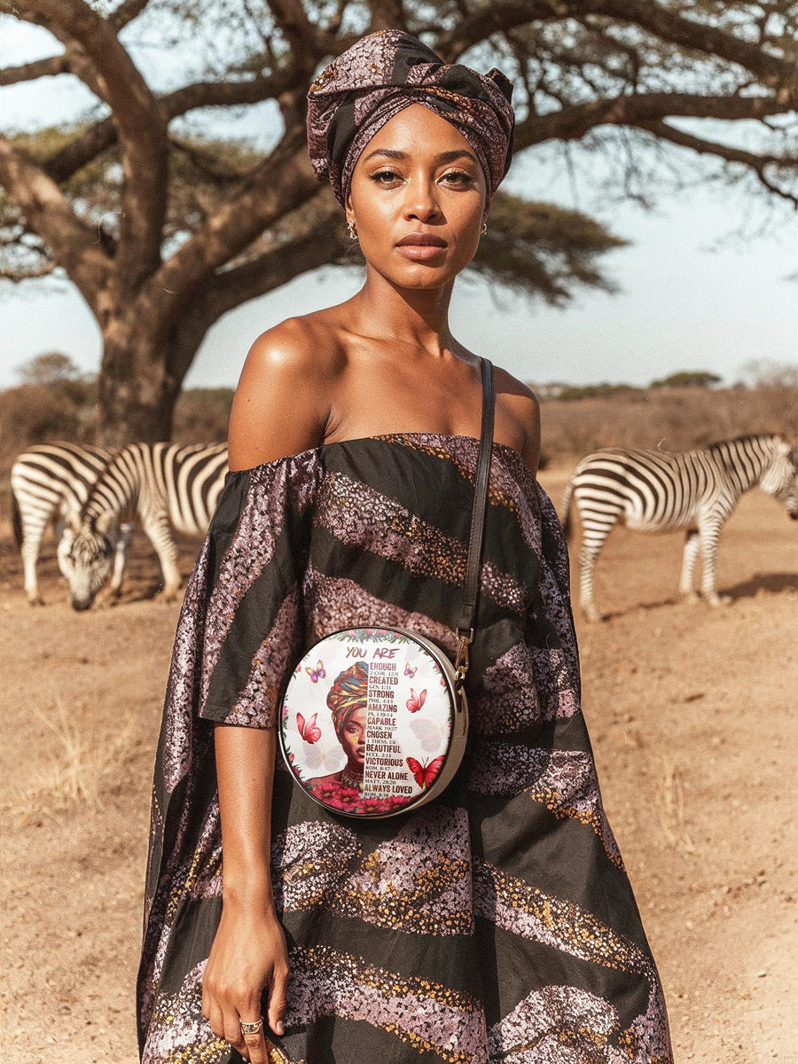 "Imani" Dove White Circle Crossbody Bag