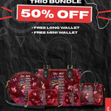 "Imani" Pomegranate Red The Signature Trio Bundle - Small Leather Handbag