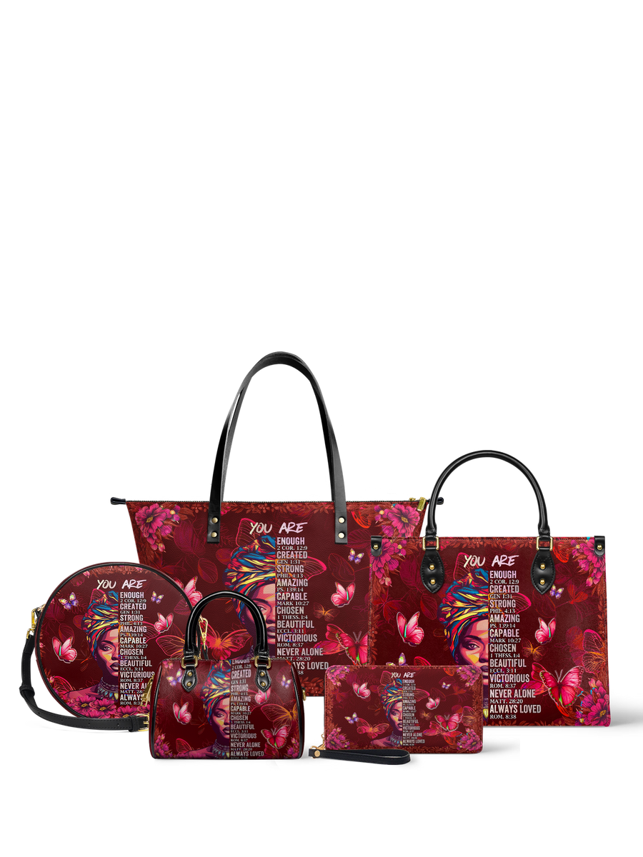 "Imani" Pomegranate Red Leather Tote Bag Bundle DD DEAL