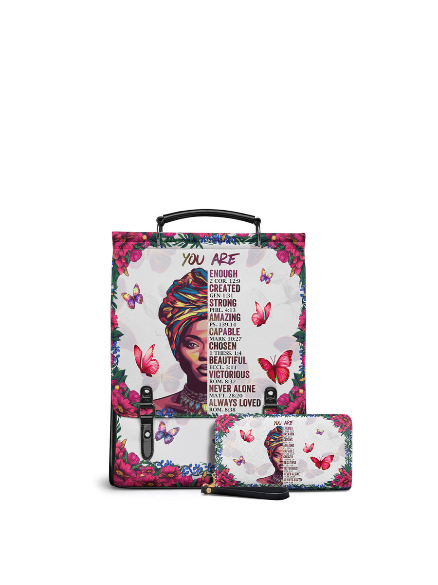 "Imani" Dove White Leather Backpack Matching Set - DD DEAL