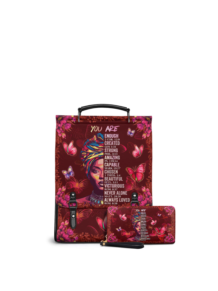 "Imani" Pomegranate Red Leather Backpack Matching Set - DD DEAL