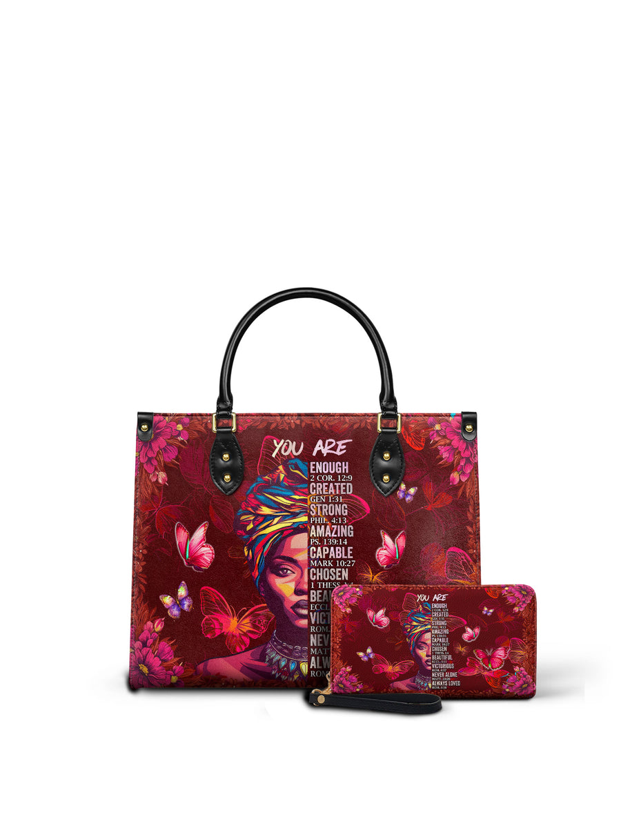 "Imani" Pomegranate Red Leather Handbag Matching Set - DD DEAL