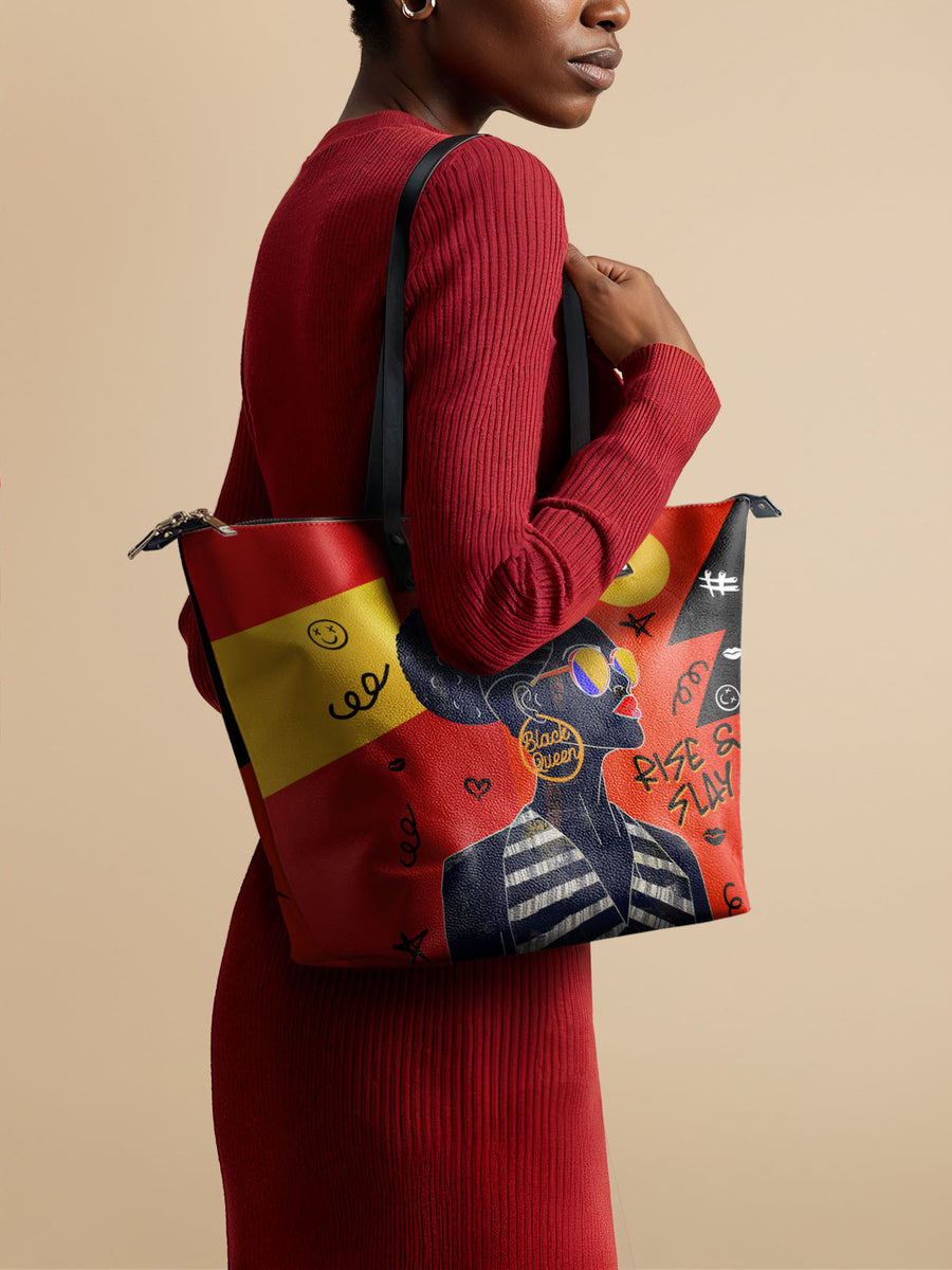 "Sanaa" Paprika Leather Tote Bag