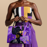 "Sanaa" Purple Crayon Leather Handbag