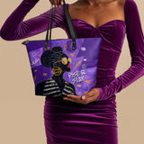 "Sanaa" Purple Crayon Leather Tote Bag Deal