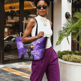 "Sanaa" Purple Crayon Leather Tote Bag Deal