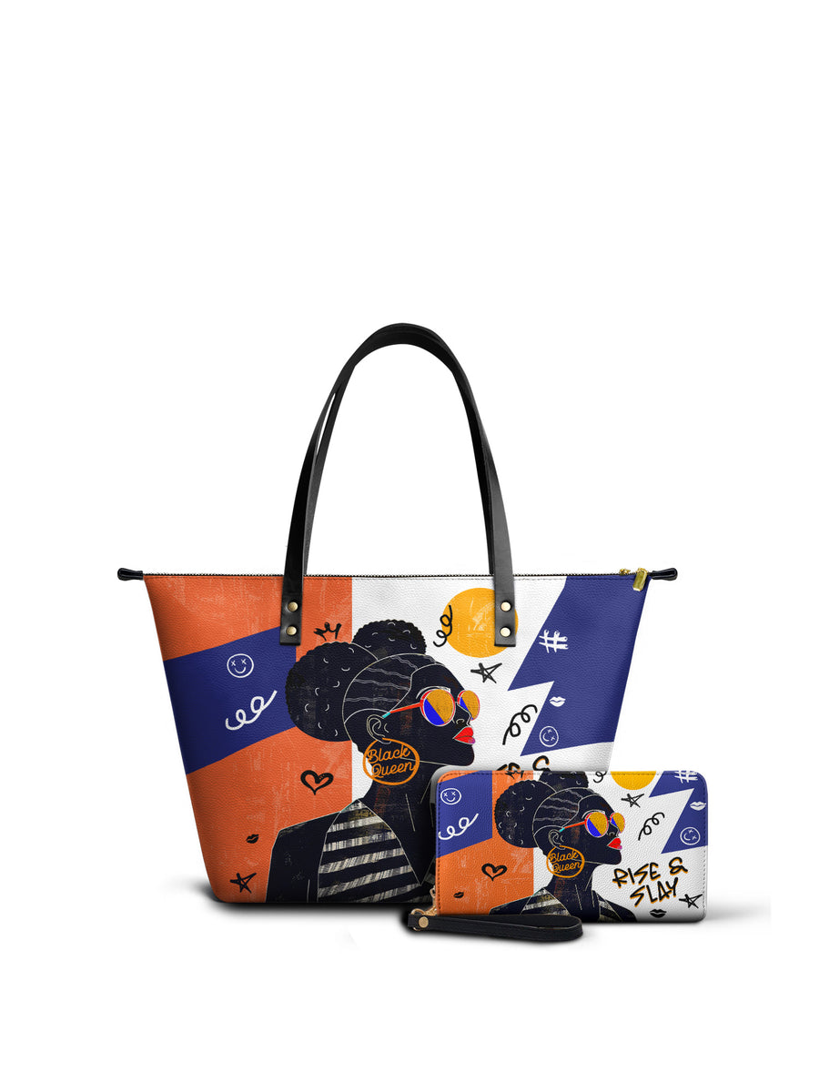 "Sanaa" Salt Pop Leather Tote Bag Matching Set - DD DEAL
