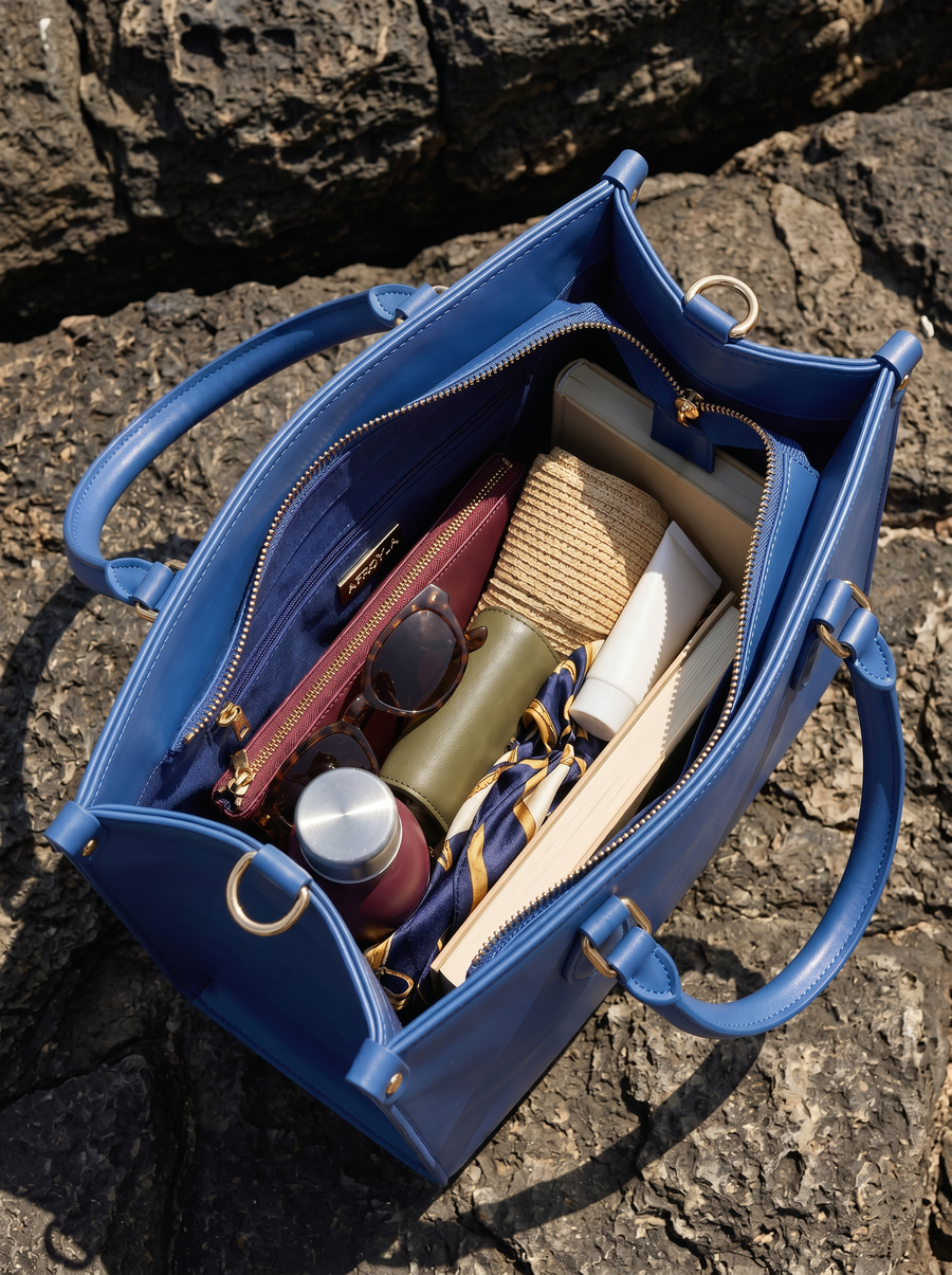 "Serwa" Cobalt Blue Leather Handbag
