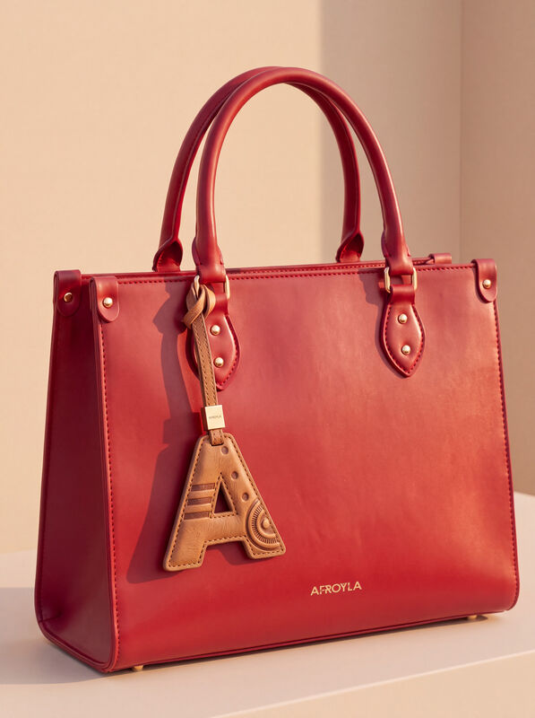 Letter A leather bag charm