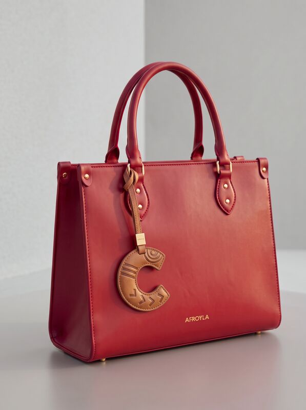 Letter C leather bag charm