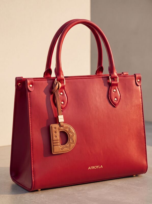 Letter D leather bag charm