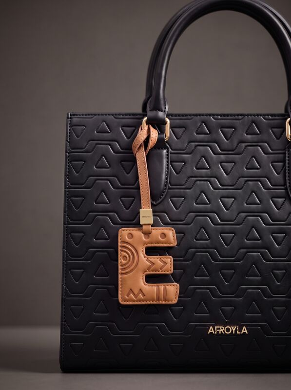 Letter E leather bag charm