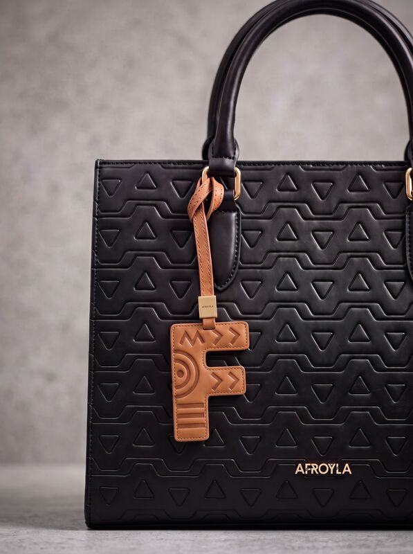 Letter F leather bag charm