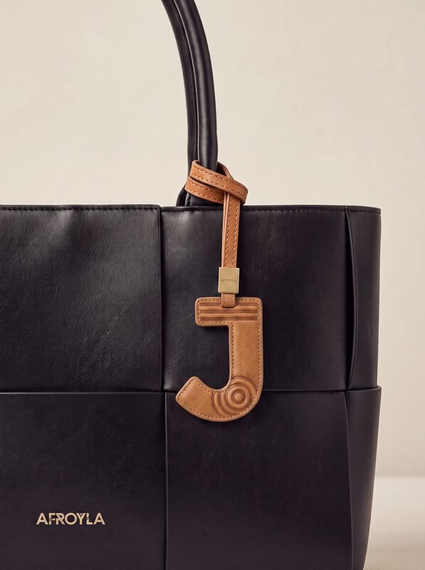 Letter J leather bag charm