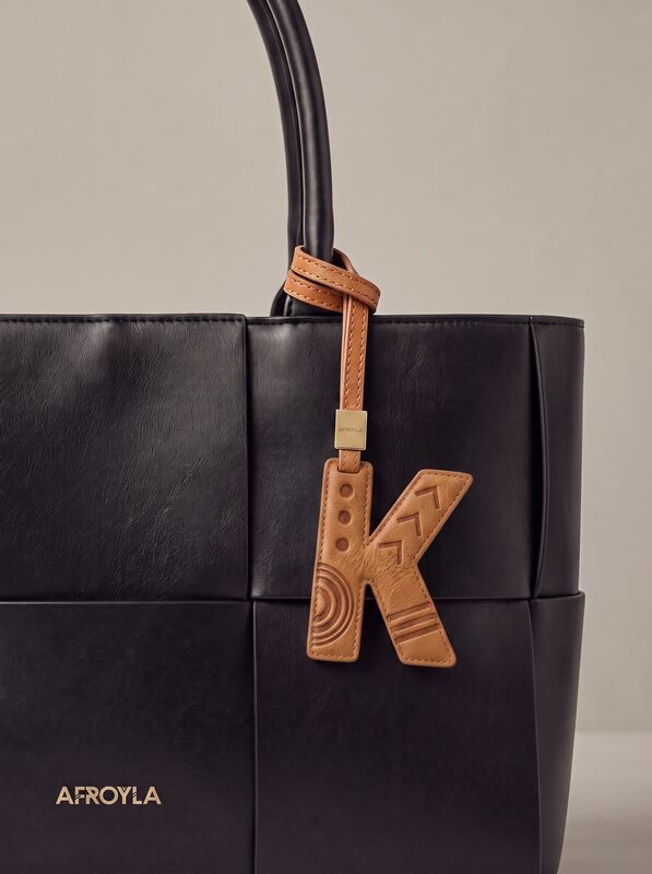Letter K leather bag charm