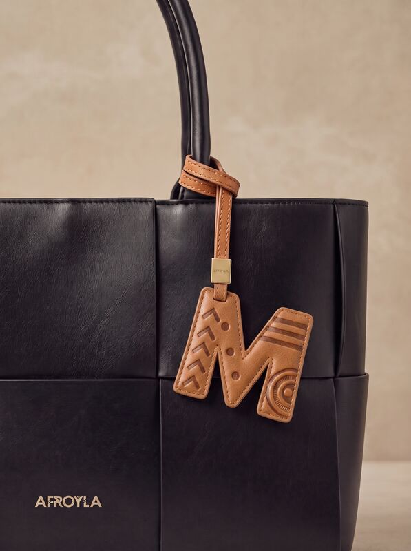 Letter M leather bag charm