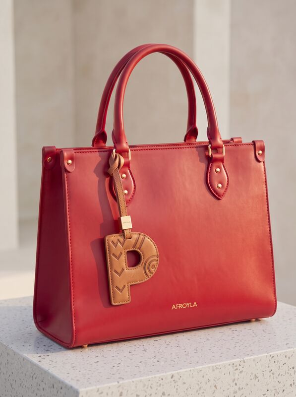 Letter P leather bag charm
