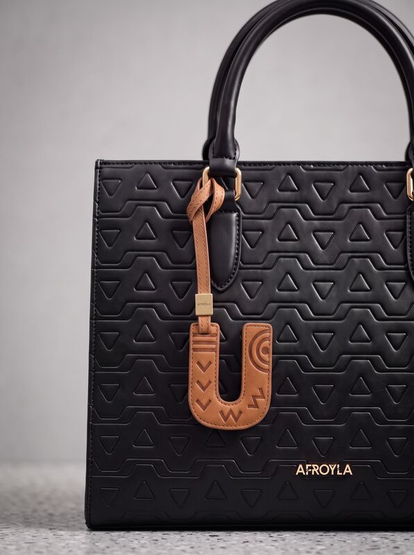 Letter U leather bag charm