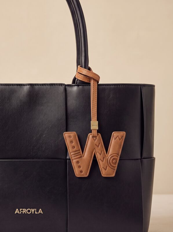 Letter W leather bag charm