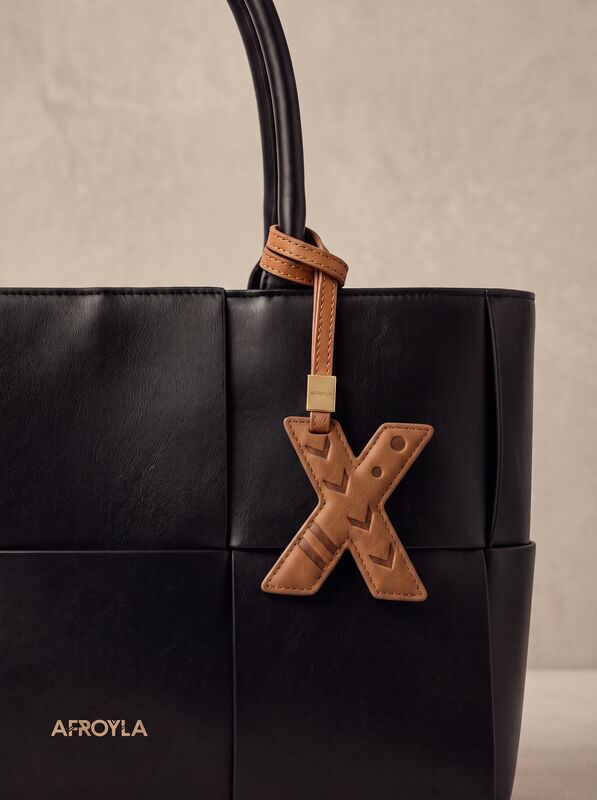Letter X leather bag charm
